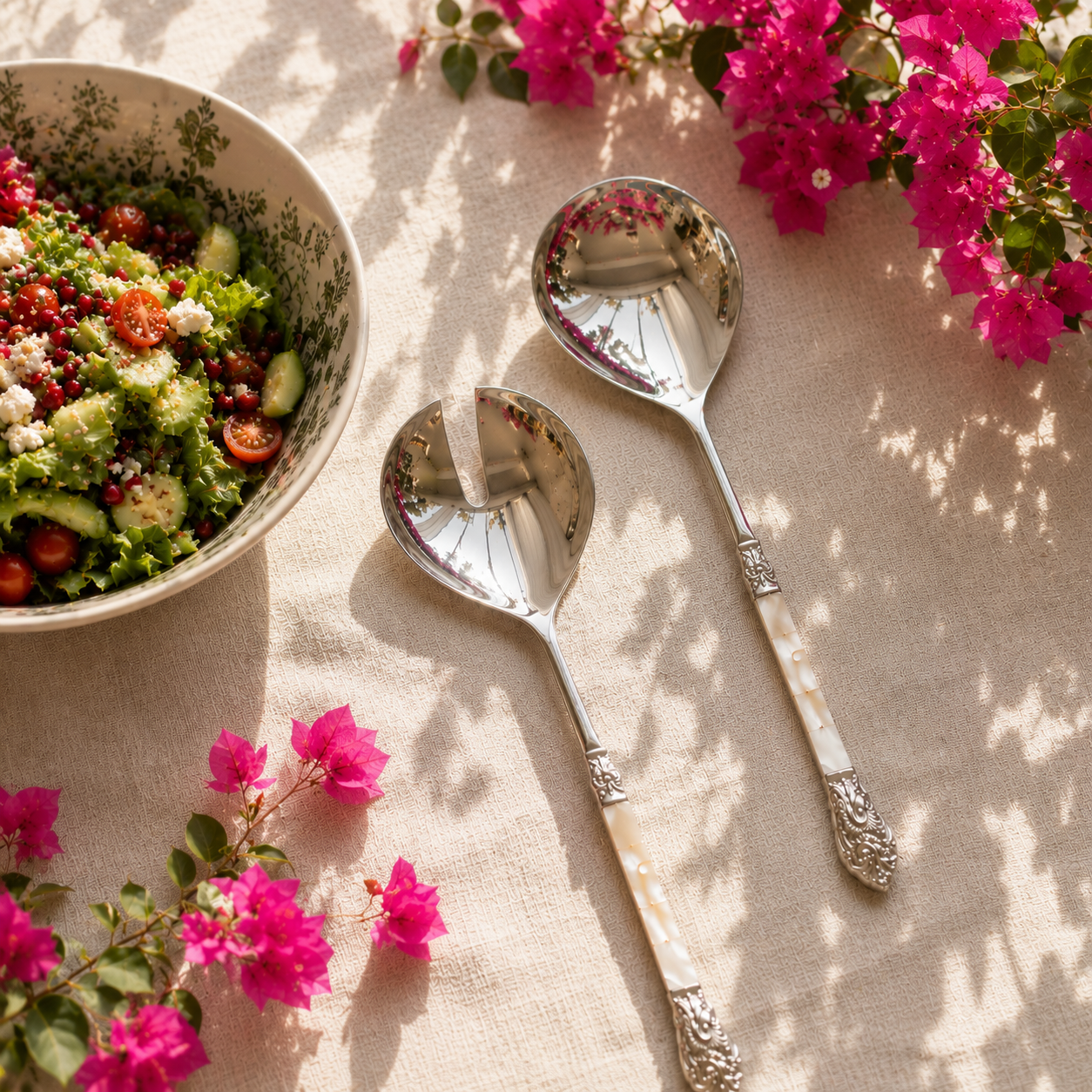 MOTHER OF PEARL SALAD SERVERS (SET OF 2)