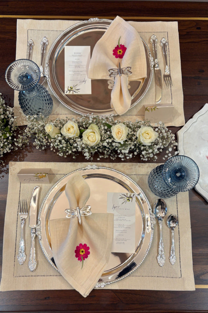 RED FLOWER TABLE MATS (SET OF 6)