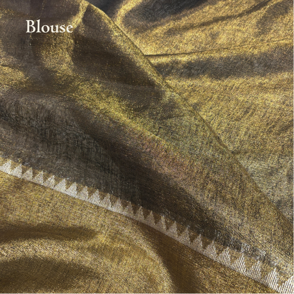 DEEP-CLAY PURE LINEN-TISSUE SAREE