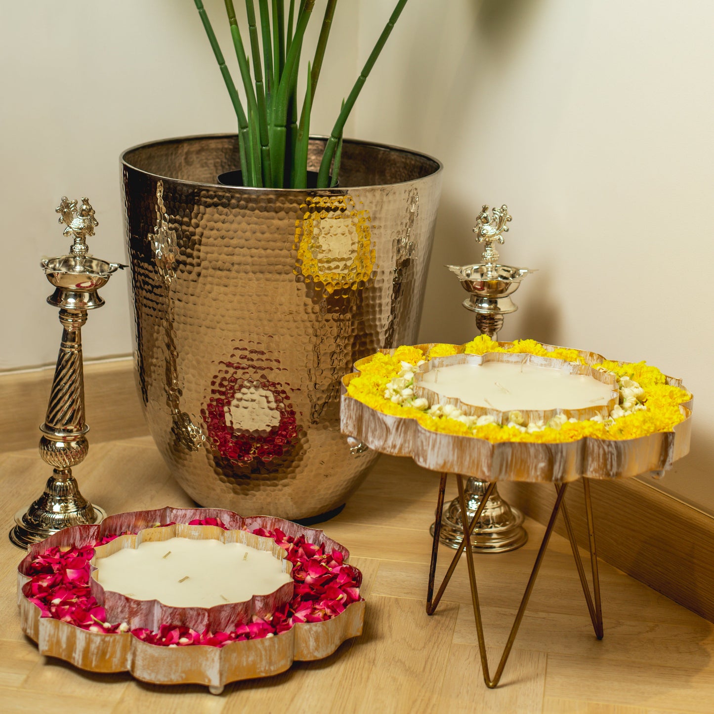 DOUBLE LOTUS CANDLE URLI (9")