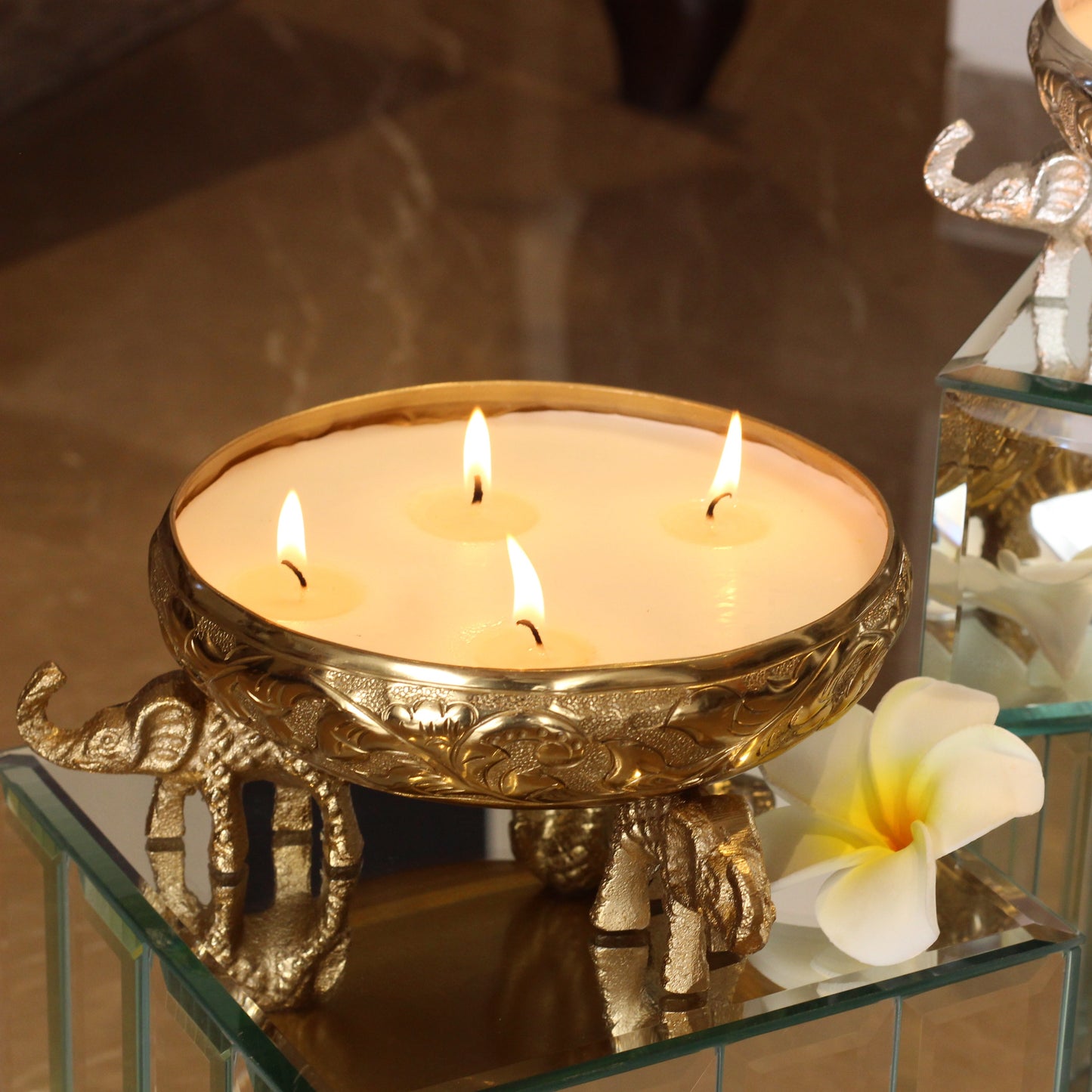 ELEPHANT CANDLE URLI (GOLD)