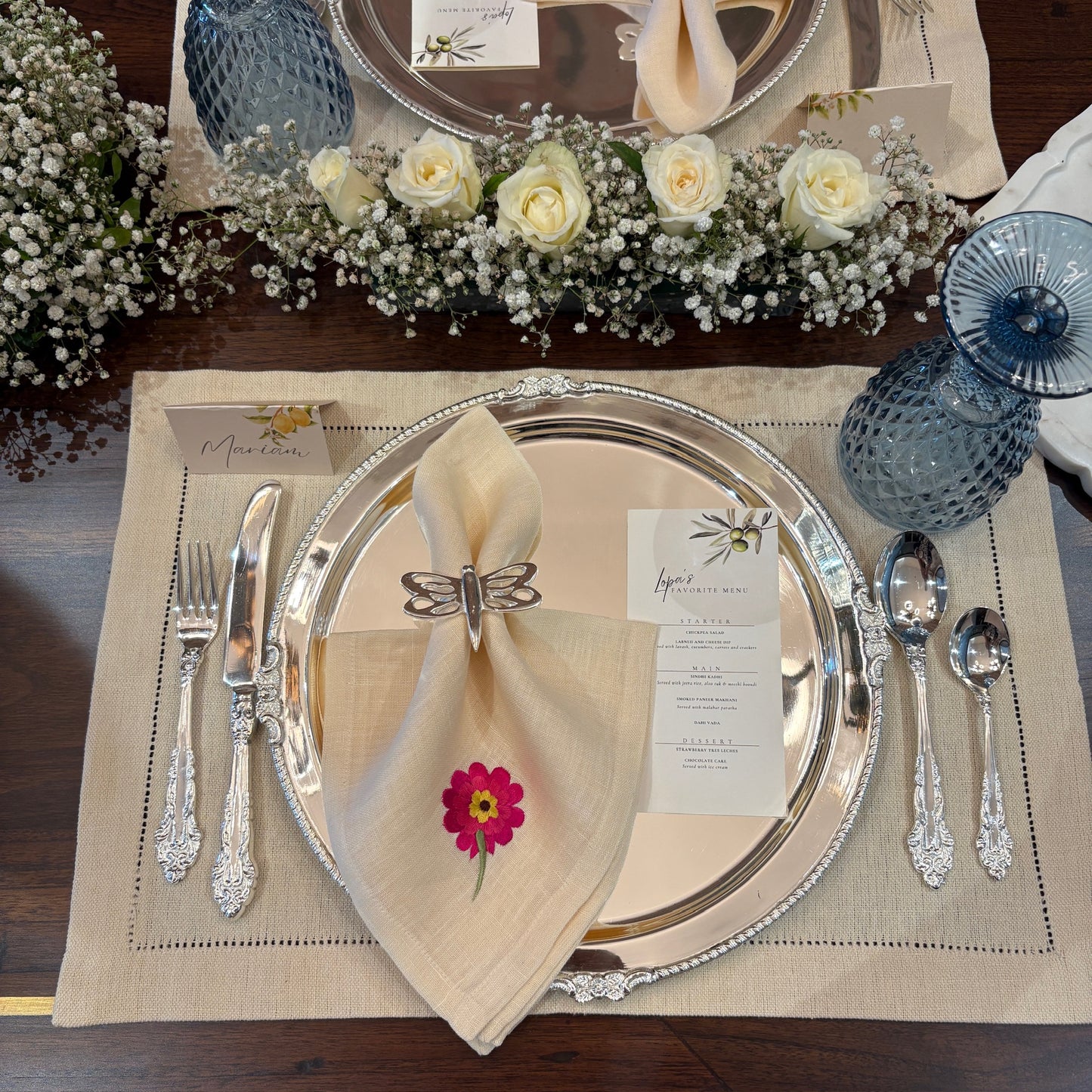 RED FLOWER TABLE MATS (SET OF 6)