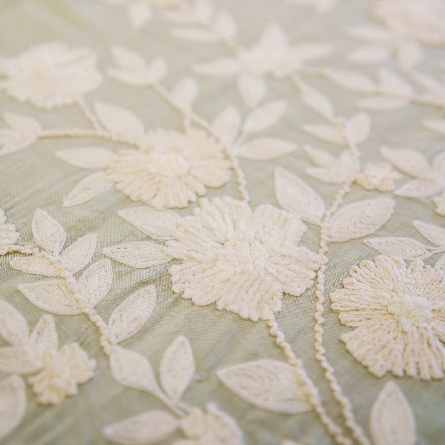 SUMMER BEDCOVER WITH WHITE RUNNER EMBROIDERY (SEA GREEN)