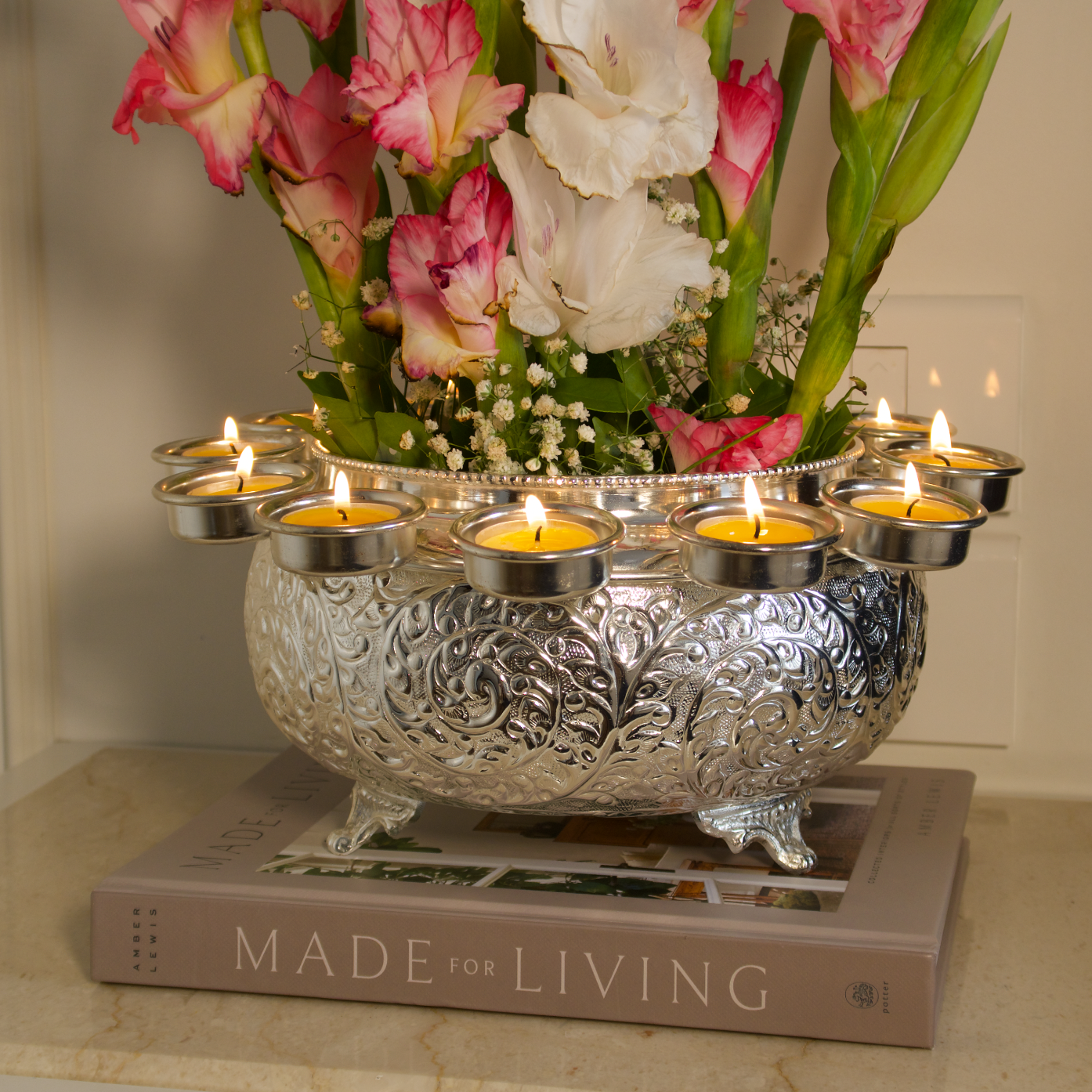 LIMITED EDITION: INAAYAT URLI WITH TEALIGHT HOLDERS (SILVER-PLATED)