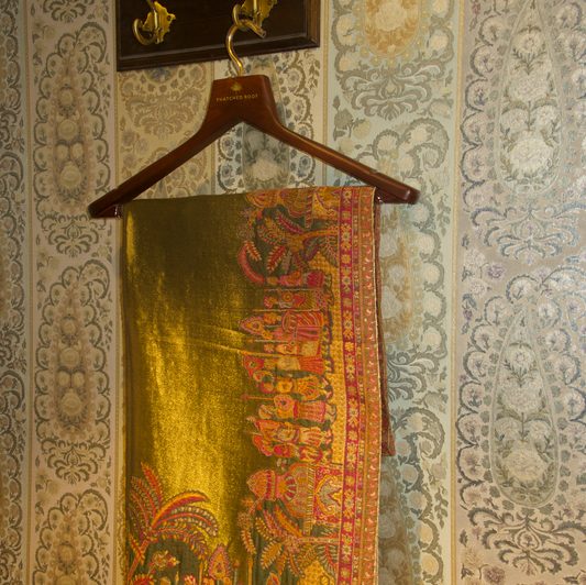 LIQUID GOLD: SHEESH MAHAL SHAWL (GREEN)