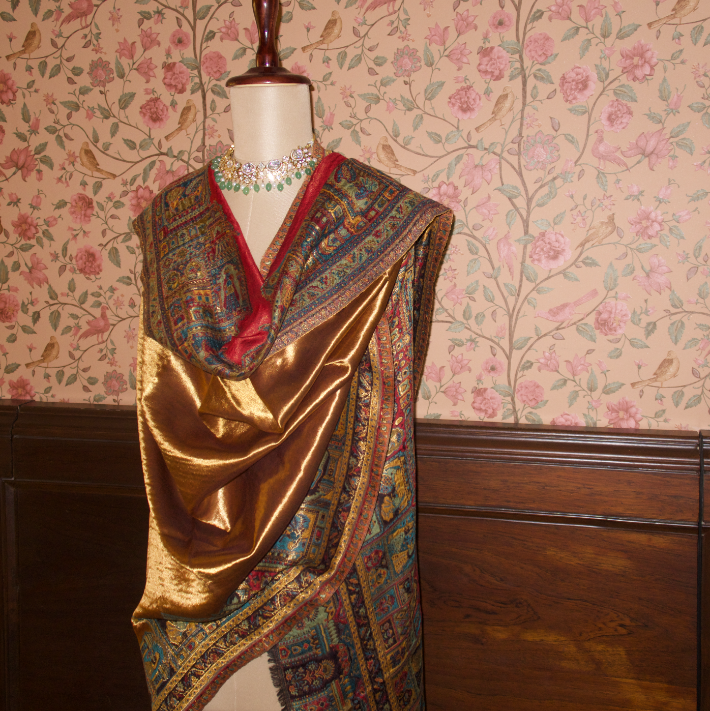 LIQUID GOLD: BANARAS GHAT SHAWL (ROYAL RED)