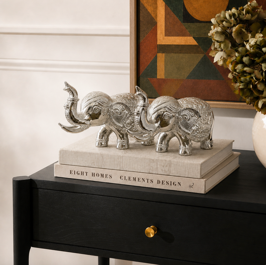 SILVER ELEPHANTS (SET OF 2)