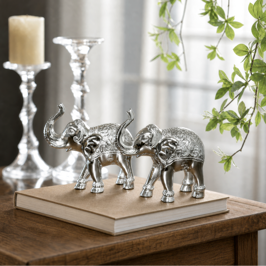 SILVER ELEPHANTS (SET OF 2) (TALL)