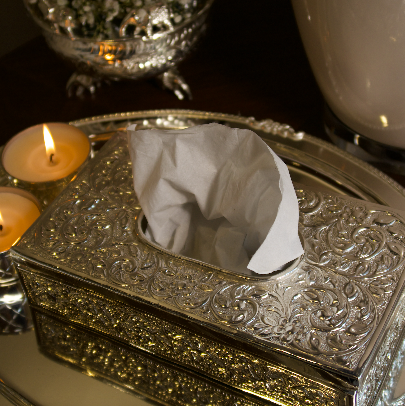 SILVER TISSUE BOX
