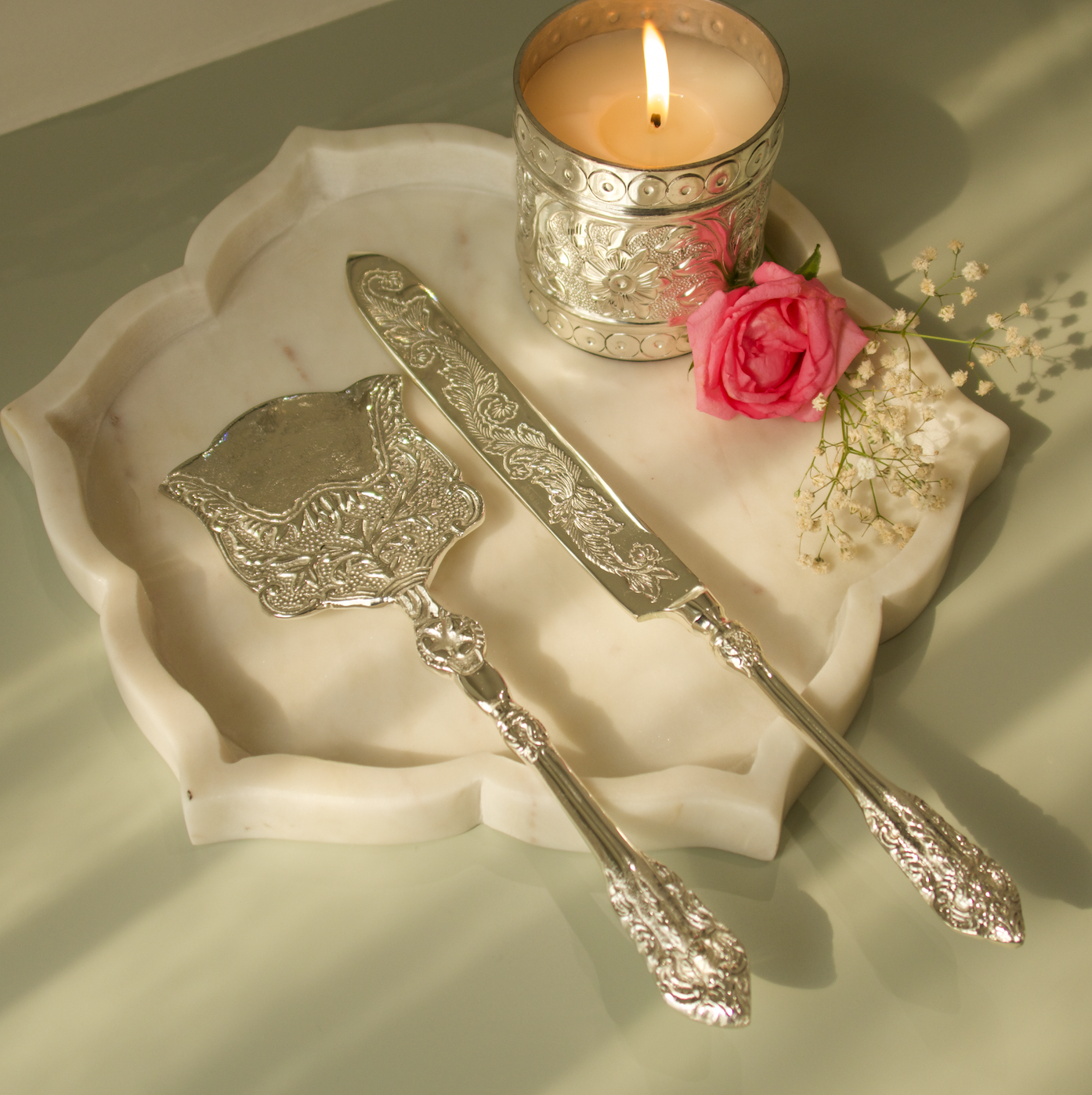 FILIGREE CAKE KNIFE SERVER (SILVER)