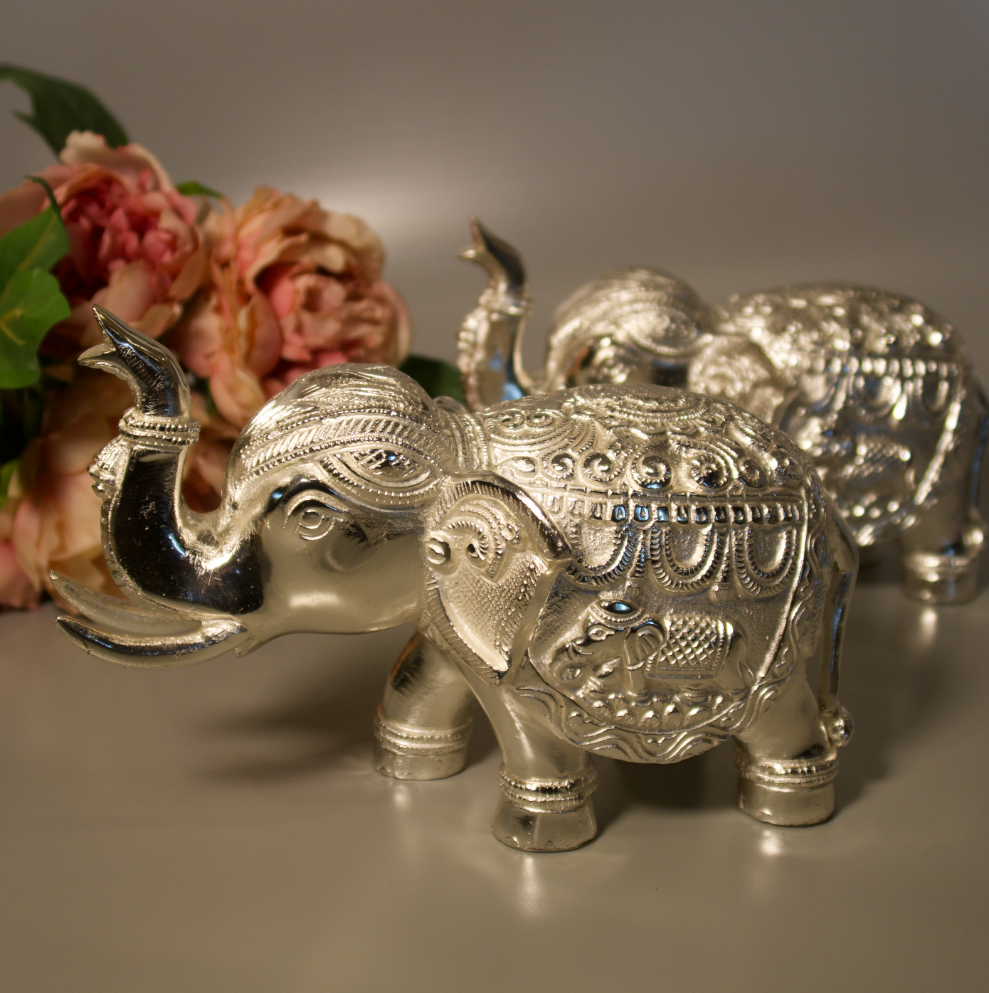 SILVER ELEPHANTS (SET OF 2)