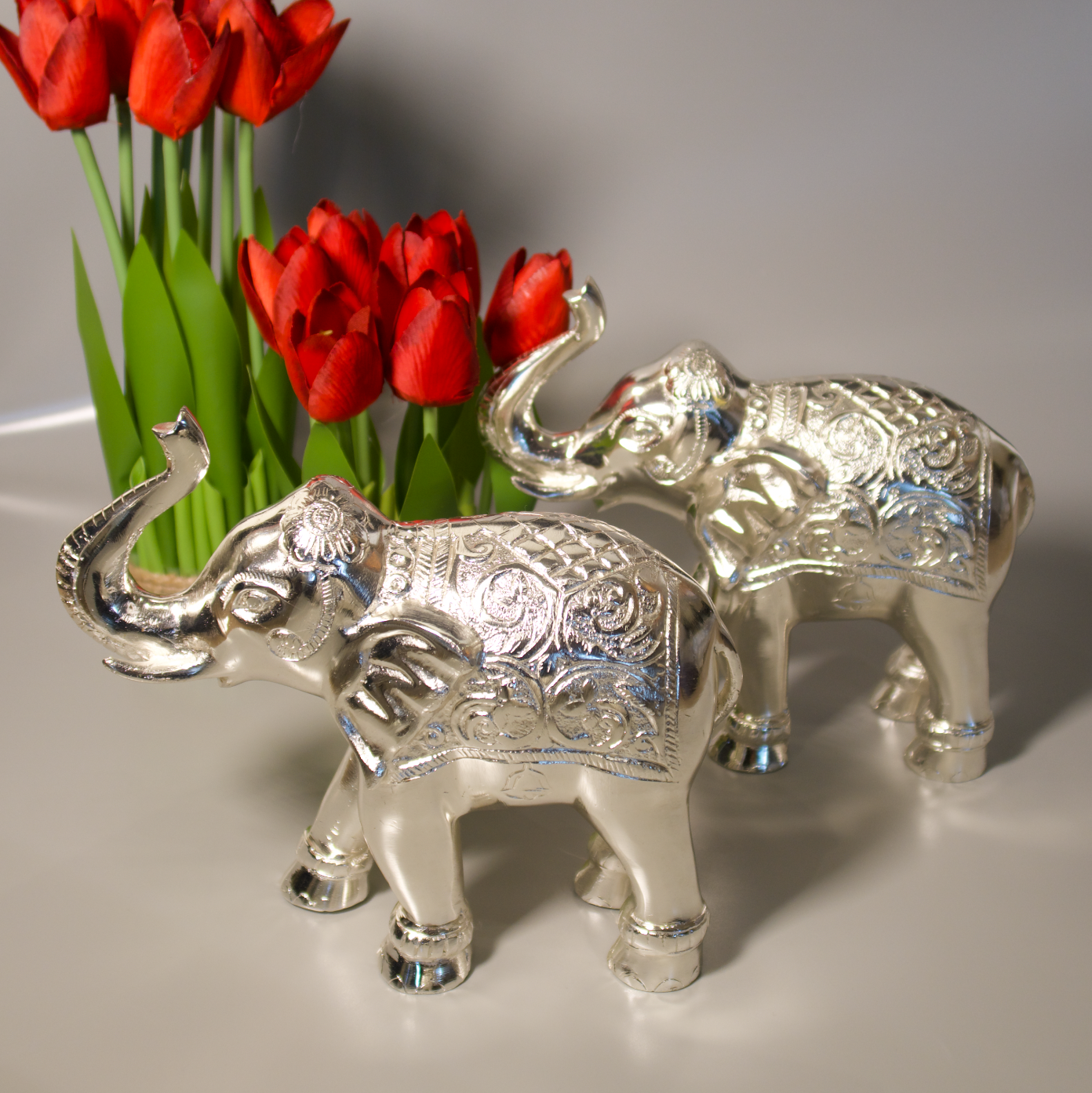 SILVER ELEPHANTS (SET OF 2) (TALL)