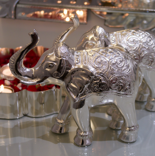 SILVER ELEPHANTS (SET OF 2) (TALL)