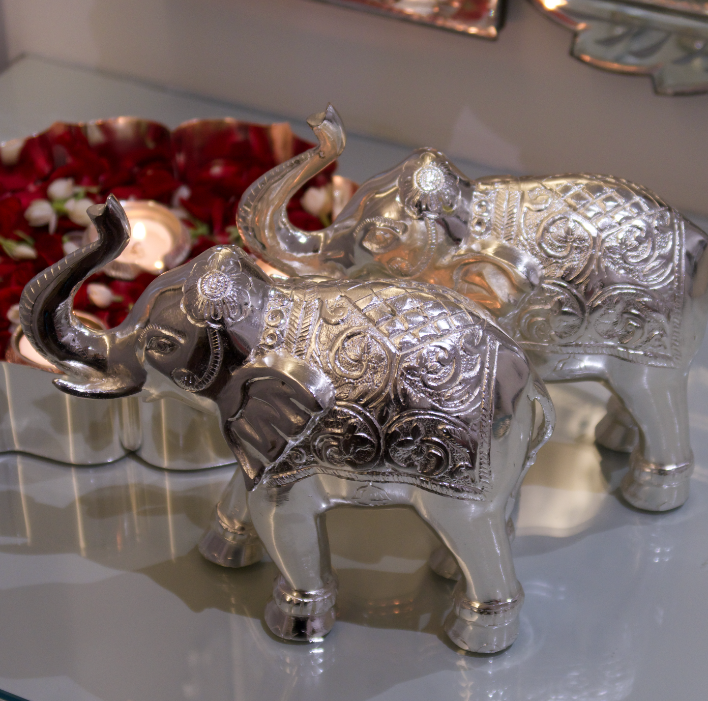 SILVER ELEPHANTS (SET OF 2) (TALL)
