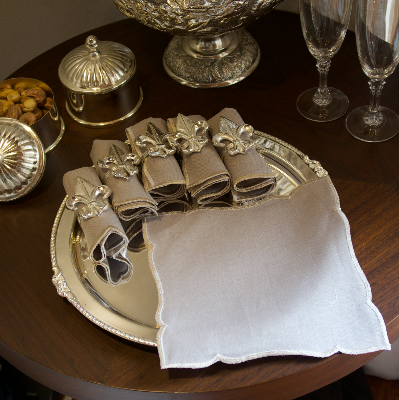 SOFT GREY COCKTAIL NAPKINS (SET OF 6)