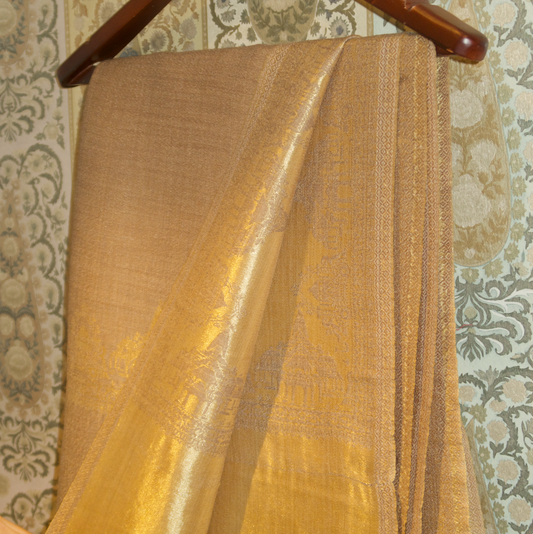 LIQUID GOLD: RAM MANDIR SHAWL (BEIGE)