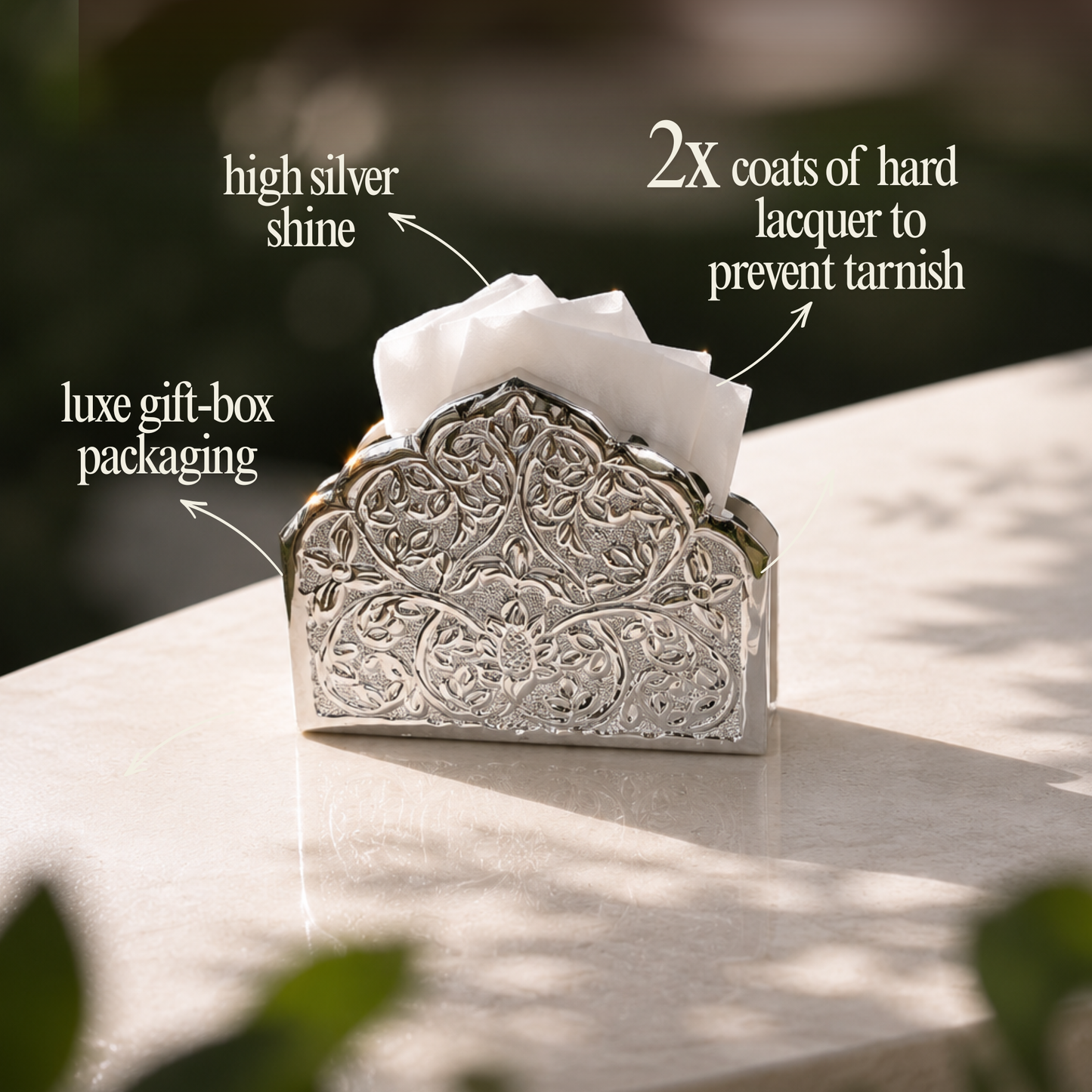 COCKTAIL SILVER TISSUE HOLDER