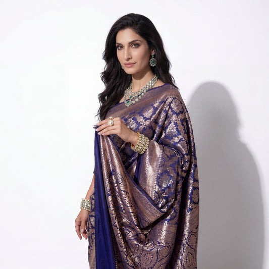 ROYAL BLUE PURE BANARASI SAREE