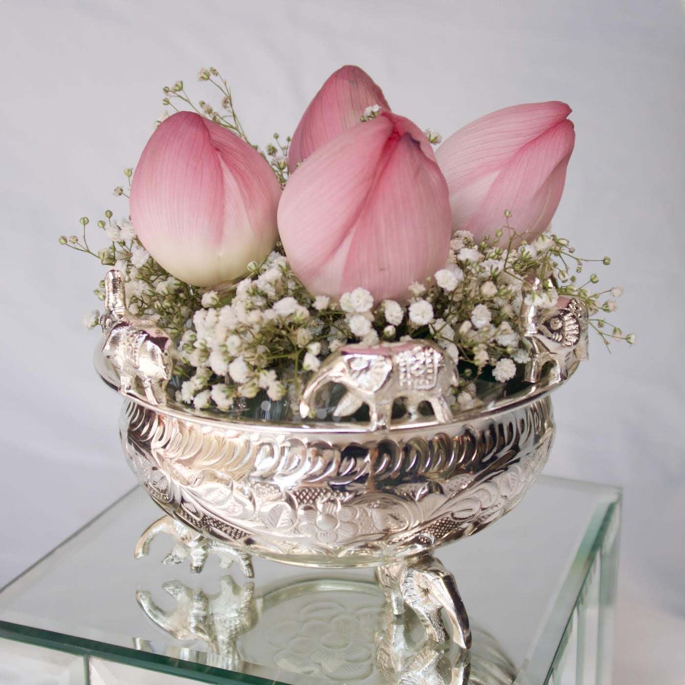 SILVER-PLATED ELEPHANT URLI