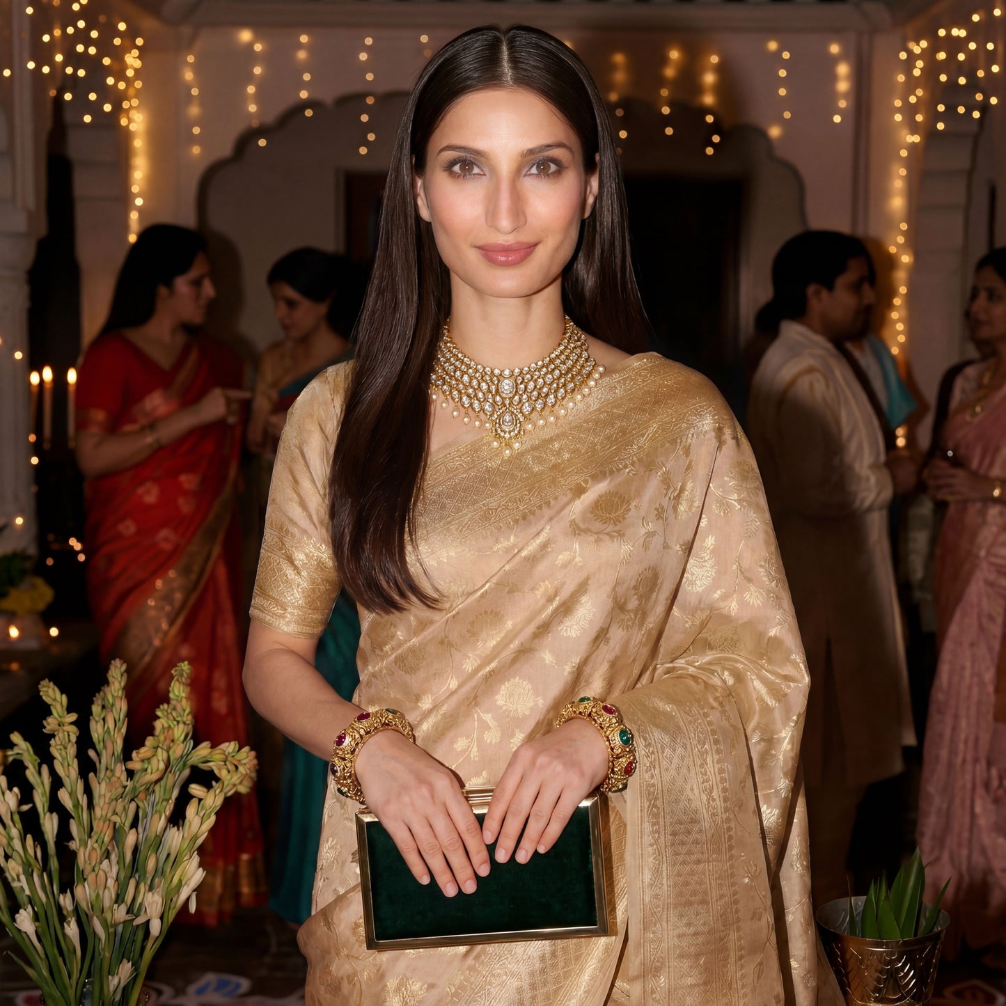 SOFT-BEIGE BANARASI PURE MOONGA SILK SAREE