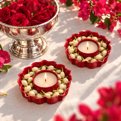 MAROON LOTUS DIYA  (SET OF 6)