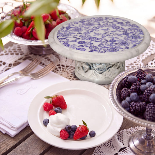 IVORY SUGAR CAKE STAND (WITH GLASS DOMB)