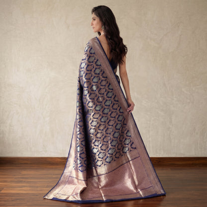 ROYAL BLUE PURE BANARASI SAREE