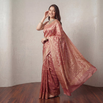 CORAL PINK SOFT TISSUE SAREE