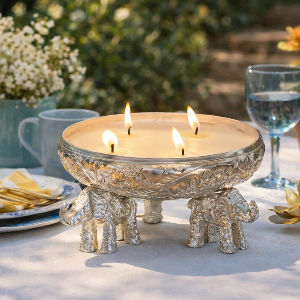 ELEPHANT CANDLE URLI (SILVER)