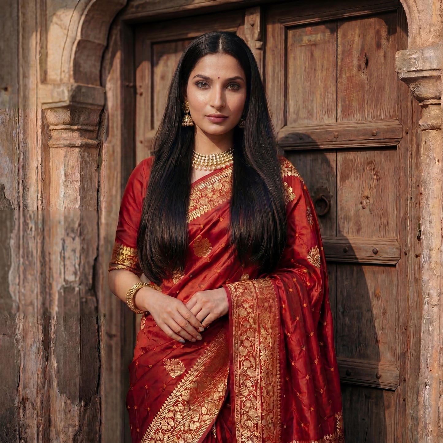 BANDHANI-BANARASI ROYAL RED SAREE