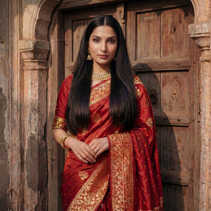 BANDHANI-BANARASI ROYAL RED SAREE