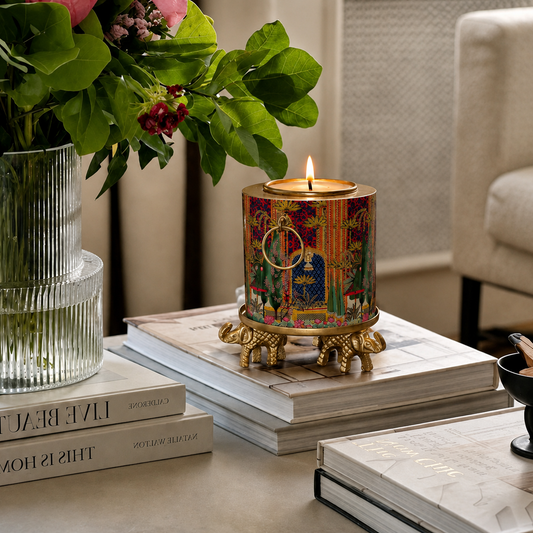 MEHFIL CANDLE WITH ELEPHANT STAND (PREORDER: SHIPS 25TH JULY)