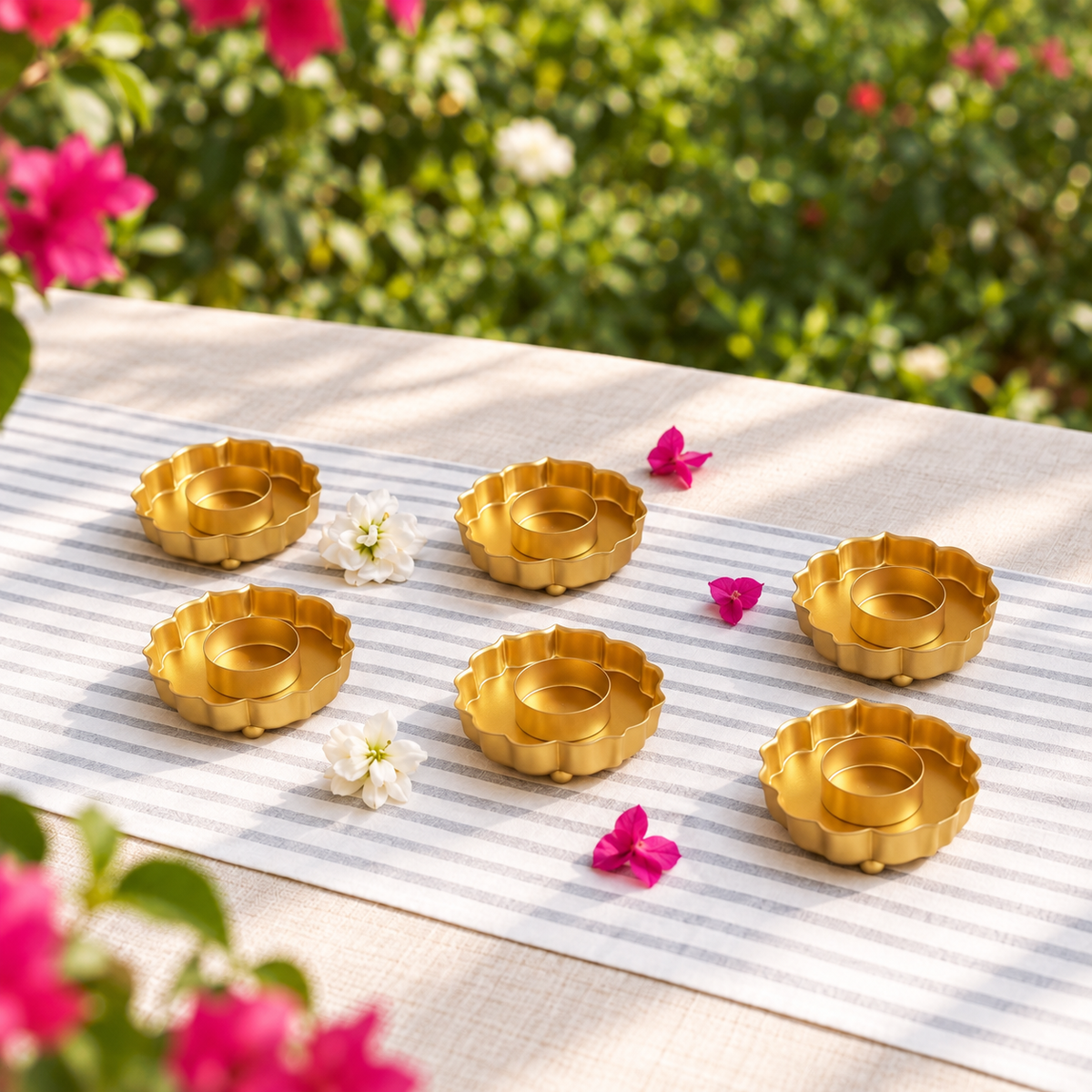 GOLD LOTUS DIYA (SET OF 6)