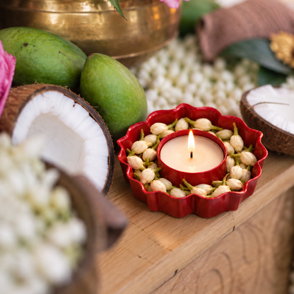 MAROON LOTUS DIYA  (SET OF 6)
