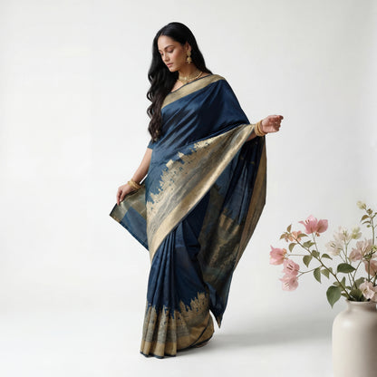 BANARAS GHAT BANARASI KATAN SILK SAREE (GREEN)