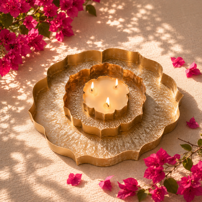 TRIPLE LOTUS CANDLE URLI
