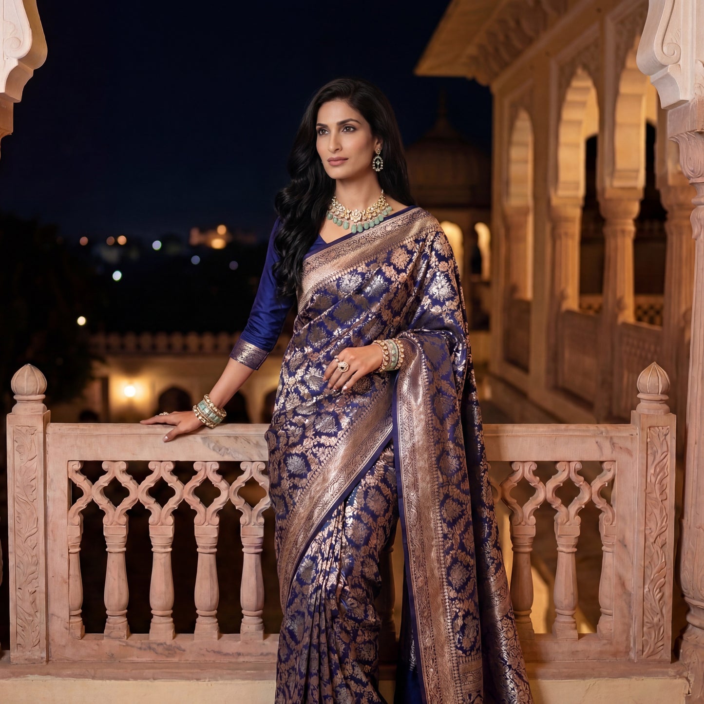 ROYAL BLUE PURE BANARASI SAREE