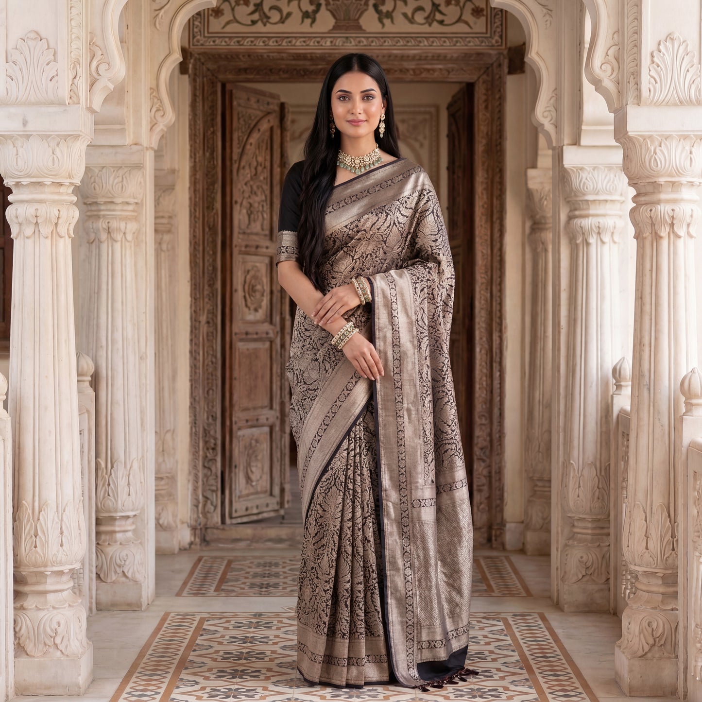 BLACK ROSE PURE BANARASI SAREE