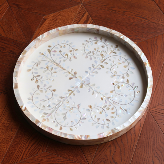 MOTHER OF PEARL INLAY TRAY (16")
