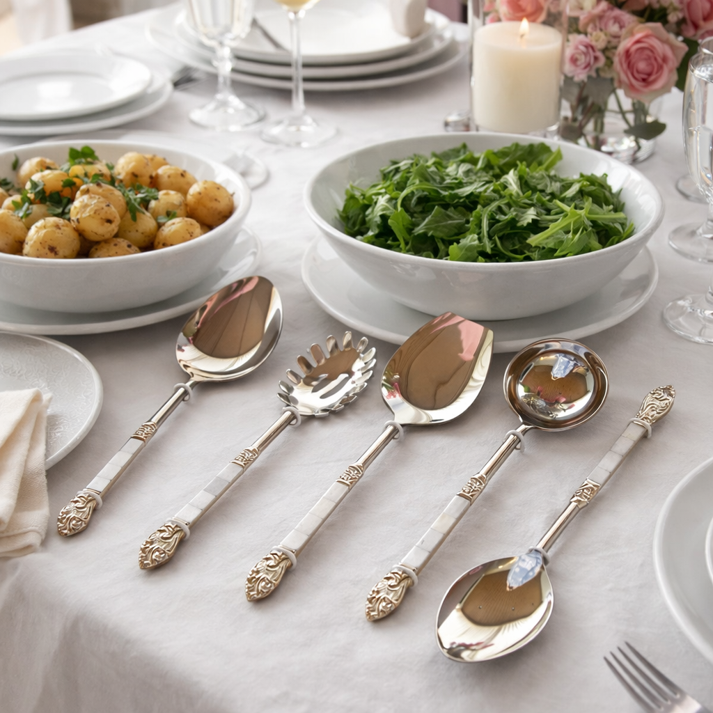 MOTHER OF PEARL SERVING SPOONS (SET OF 5)