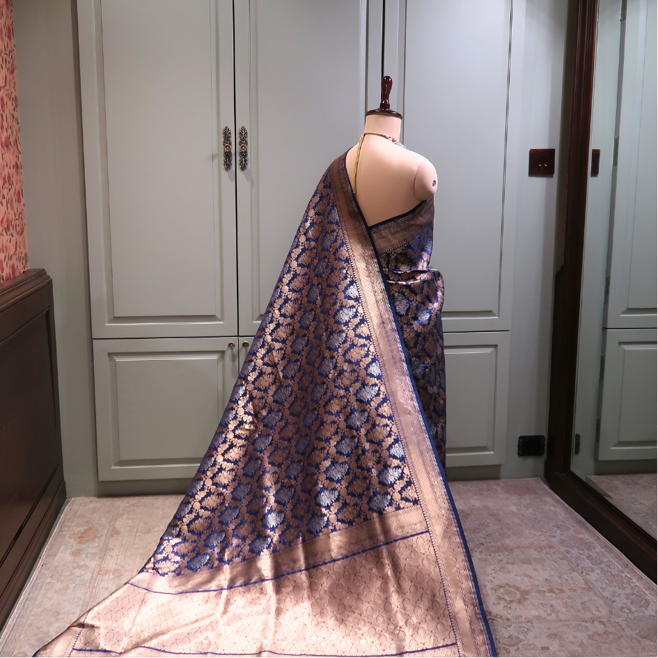 ROYAL BLUE PURE BANARASI SAREE