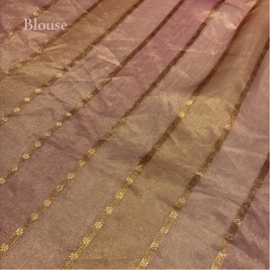 SUMMER PEACH HANDWOVEN TISSUE SAREE