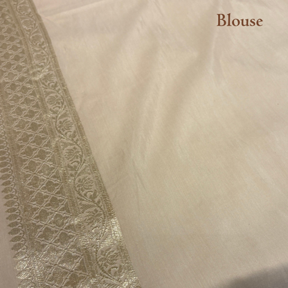 IVORY- GOLD FLORALS PURE SILK SAREE