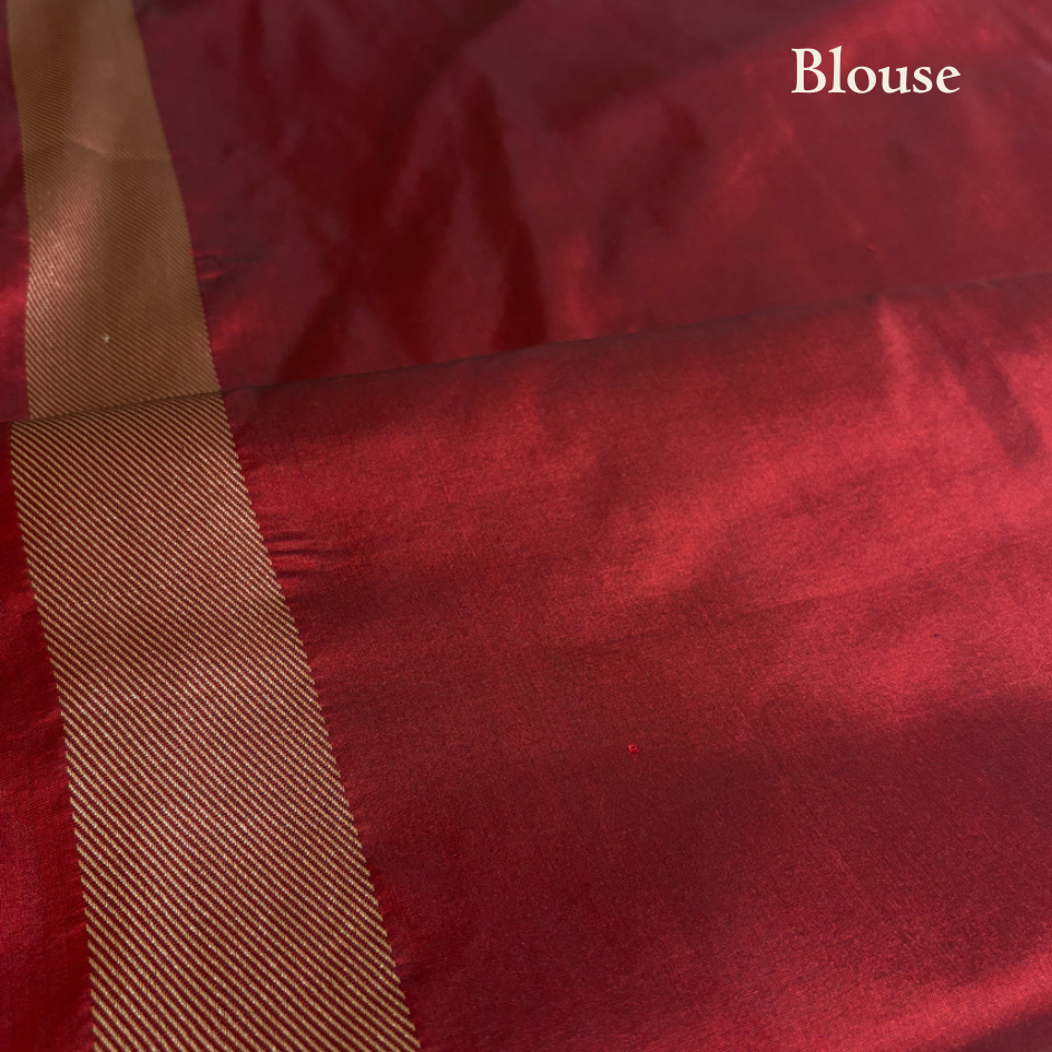 BANARAS GHAT BANARASI KATAN SILK SAREE (ROYAL RED)