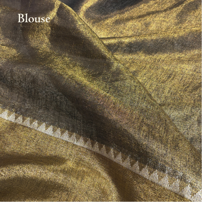 DEEP-CLAY PURE LINEN-TISSUE SAREE