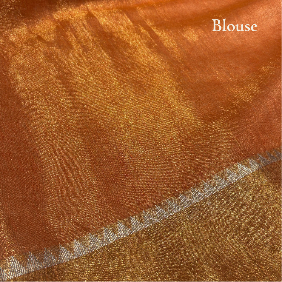 FANTA ORANGE LINEN-TISSUE SAREE