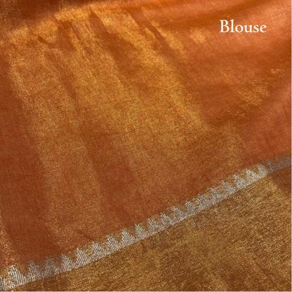 FANTA ORANGE LINEN-TISSUE SAREE