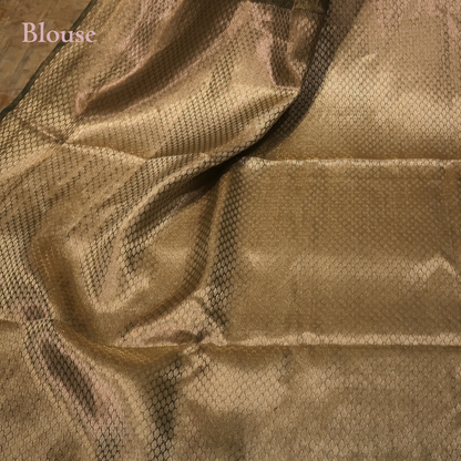 DUSTY GREEN CRUSHED-TISSUE SAREE