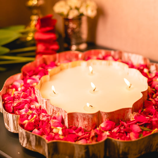 DOUBLE LOTUS CANDLE URLI (9")