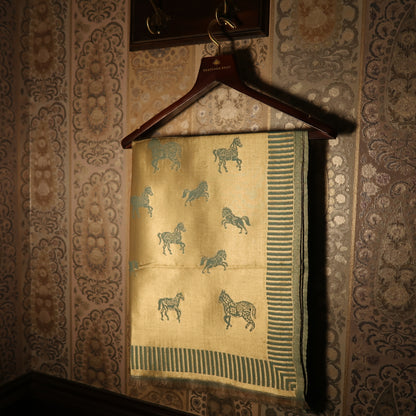 LIQUID GOLD POLO-HORSE STOLE: TURQUOISE